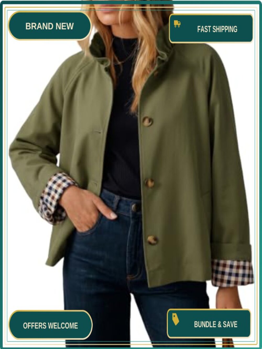 Lightweight Single Breasted Trench Coat Button Down Loose Fit